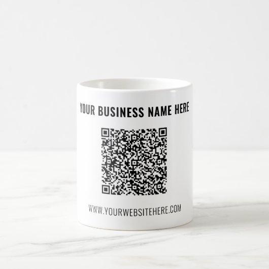Exemple de tasse de café avec code QR et texte per (Centre)