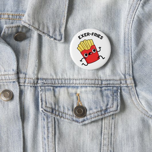 Exer-friet Grappige Fries Puns Ronde Button 5,7 Cm (In situ)