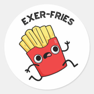 Exer-friet Grappige Fries Puns Ronde Sticker