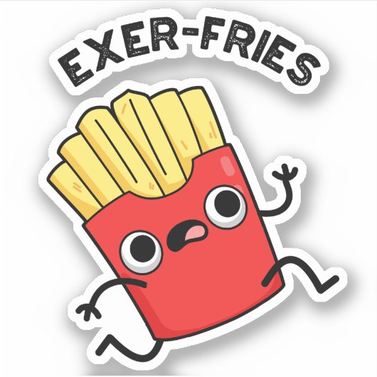 Exer-friet Grappige Fries Puns Sticker (Voorkant)