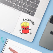 Exer-friet Grappige Fries Puns Sticker (Laptop met iPhone)