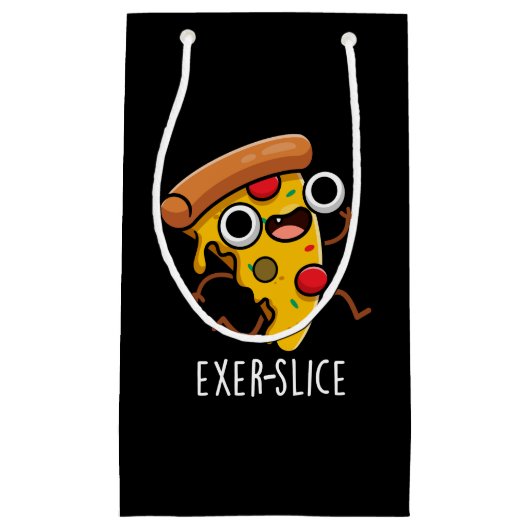 Exer-slice Funny Pizza Pun Dark BG Klein Cadeauzakje (Voorkant)