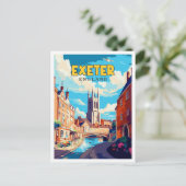 Exeter Engeland vintage reisillustratie Briefkaart (Staand voorkant)