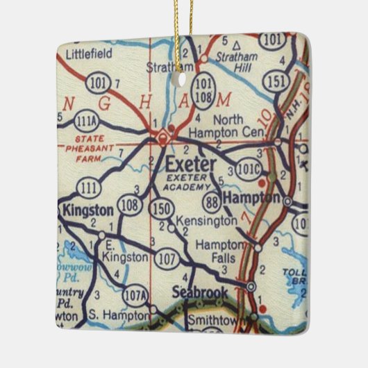 Exeter NH  Map Keramisch Ornament (Links)