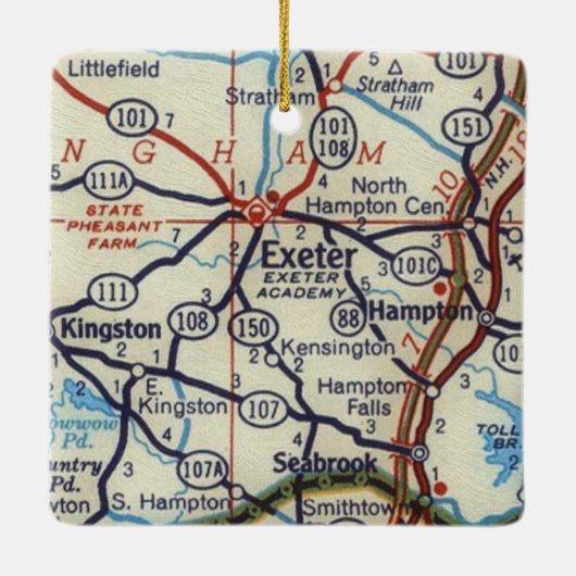 Exeter NH  Map Keramisch Ornament (Achterkant)