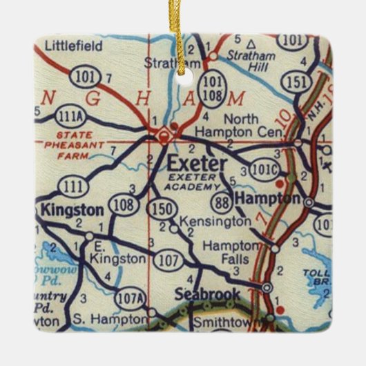 Exeter NH Map Keramisch Ornament (Voorkant)
