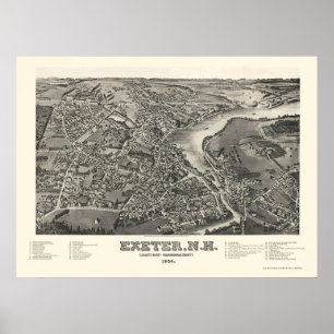 Exeter, NH Panoramic Map - 1884 Poster