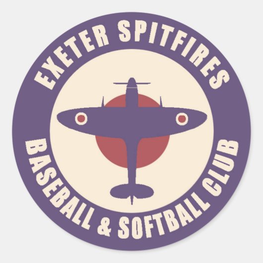 Exeter Spitfires Baseball Club Sticker 3 inch bree (Voorkant)