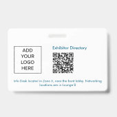 Exhibitor Name Badge QR Black White Custom Logo ID (Arrière)