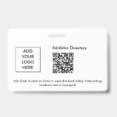 Exhibitor Name Badge QR Black White Custom Logo ID (Arrière)
