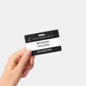 Exhibitor Name Badge QR Black White Custom Logo ID (Manuel / portable)