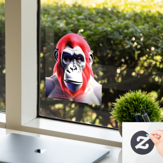 EXISTENTIAL LITE Ape Red Transparant Raamsticker (Kantoor)