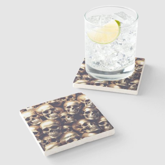 EXISTENTIAL LITE Gold Skulls Watch Stenen Onderzetter (Zijkant)