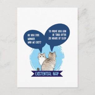 Existentiële dut komische kat slaap humor citaat briefkaart