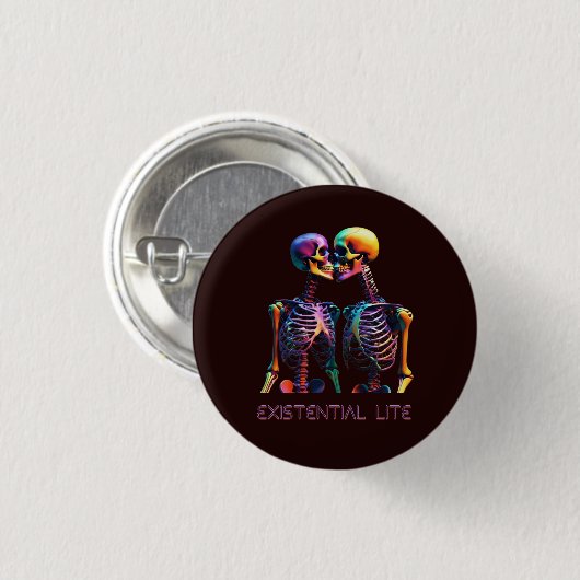 EXISTENTIËLE LITE Kissing Skeleton Pin Button Badg (Voorkant /achterkant)