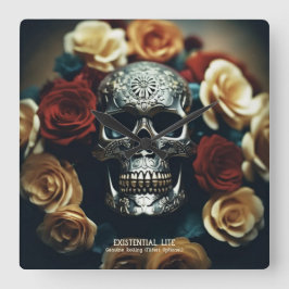 EXISTENTIËLE LITE Krans Schedel Muur Klok