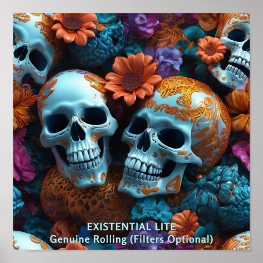 EXISTENTIËLE LITE Memento Mori Lovers Skulls Poster (Voorkant)