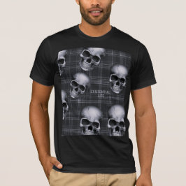EXISTENTIËLE LITE schedels op tartan 1b T-shirt