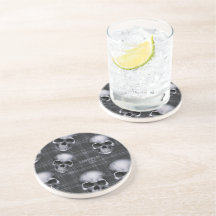 EXISTENTIËLE LITE schedels op tartan b/w rond