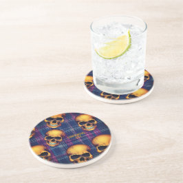 EXISTENTIËLE LITE schedels op tartan Zandsteen Onderzetter