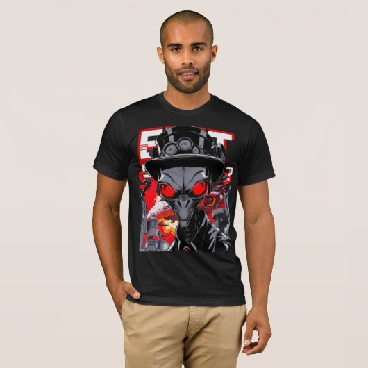 Exit System | Retro Steampunk Alien Tee T-shirt (Voorkant volledig)