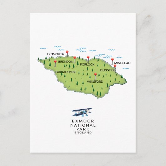 Exmoer National Park-kaart Briefkaart (Voorkant)