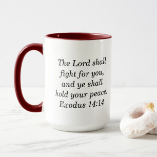 Exodus 14:14 Schrift Maroon Twee-Tons Koffiemok Mok