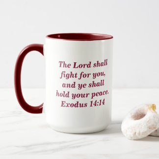 Exodus 14:14 Schrift Maroon Twee-Tons Koffiemok Mok