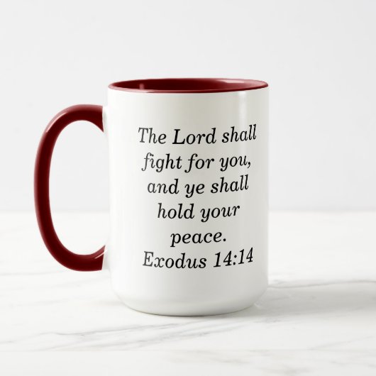 Exodus 14:14 Schrift Maroon Two-Tone Koffie Mok (Links)