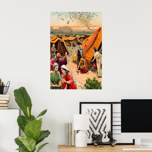 Exodus 16 God stuurt het poster van Quail en Manna (Thuiskantoor)