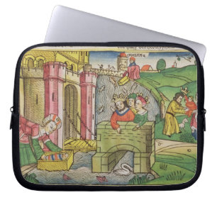 Exodus 2 1-6 Mozes die door de Nijl en Laptop Sleeve