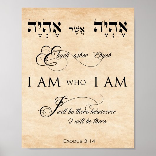 Exodus 3 verse 14 I AM I AM Parchment Effect Poster (Voorkant)