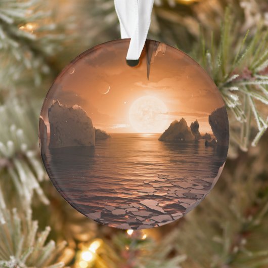 Exoplanet Trappist-1f De Son Côté Nocturne Icy. (Arbre)