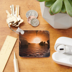 Exoplanet Trappist-1f vanaf zijn ijzige nachtzijde Sleutelhanger