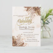 Exotic Autumn Flowers Wedding Kaart (Staand voorkant)