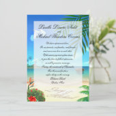 Exotic Beach Wedding "Faux Vellum" Uitnodiging (Staand voorkant)
