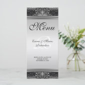 Exotic Black Baroque Wedding Menu Kaart (Staand voorkant)