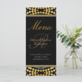 Exotic Black & Gold Decor Wedding Menu Kaart (Staand voorkant)