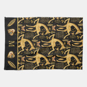 Exotic Black Gold Giraffe Boho Monogram Theedoek (Horizontaal)