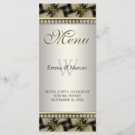 Exotic Black Gold Pattern Diamond Weduwmenu Menu