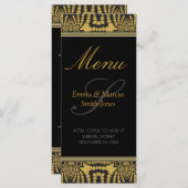 Exotic Black & Gold Tribal Batik Wedding Menu Kaar (Voorkant / Achterkant)