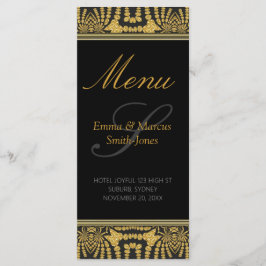 Exotic Black & Gold Tribal Batik Wedding Menu Kaar