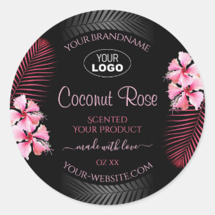 Exotic Black Product Label Roze Hawaï Flower Logo