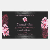 Exotic Black Product Labels roze Hawaii Flowers (Voorkant)