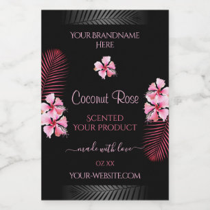 Exotic Black Product Labels roze Hawaii Flowers Voedselcontainer Etiket
