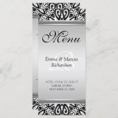 Exotic Black & White Decor Wedding Menu Kaart (Voorkant / Achterkant)