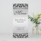Exotic Black & White Decor Wedding Menu Kaart (Staand voorkant)