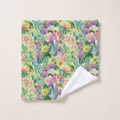 Exotic Blooming Waterverf Cacti Pattern Bad Handdoek (Wasdoekje)