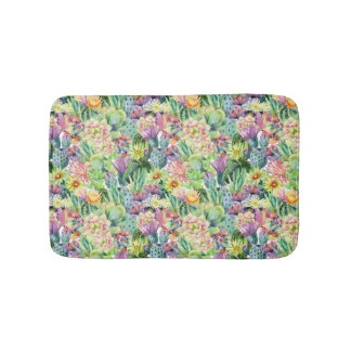 Exotic Blooming Waterverf Cacti Pattern Badmat