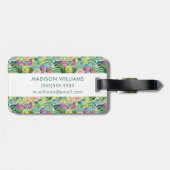 Exotic Blooming Waterverf Cacti Pattern Bagagelabel (Achterkant horizontaal)